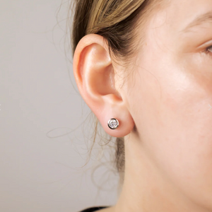 Small Stud Earrings - Silver Color - 12 Stone Colours