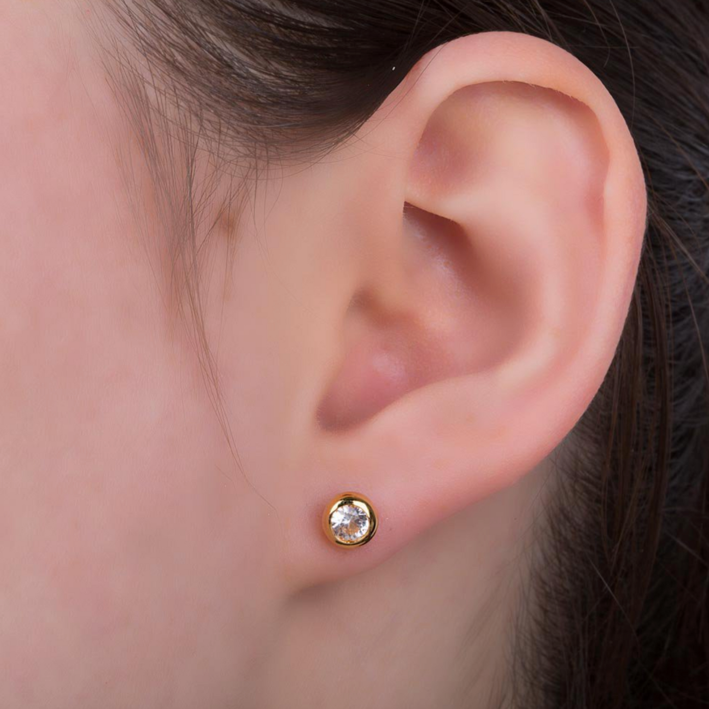 Small Stud Earrings in Gold - 12 Stone Colours