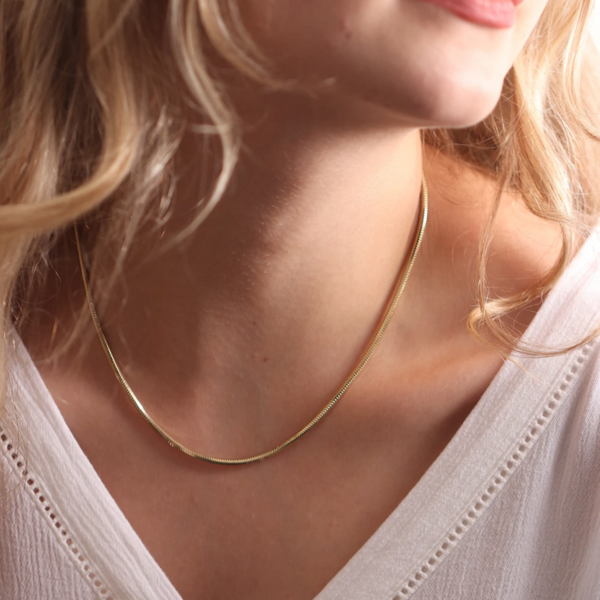 Round Snake Chain Necklace 2mm in Gold