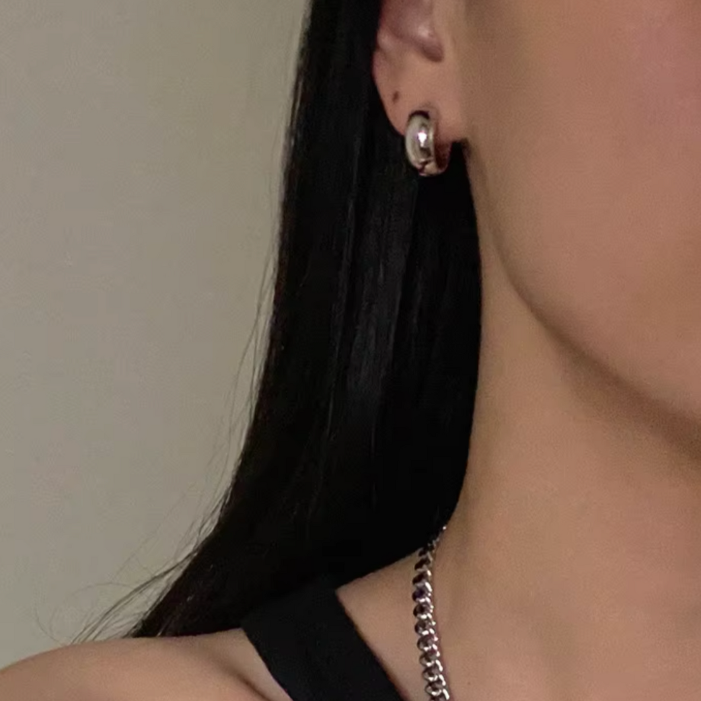 Classic Chunky Huggie Earrings in White Gold