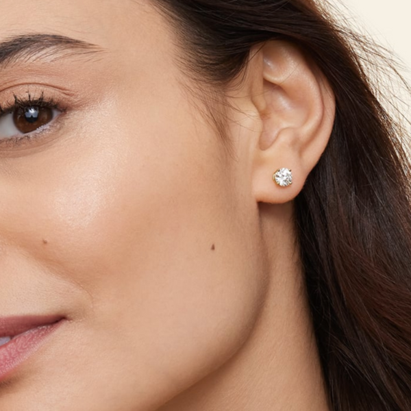 Eternity Stud Earrings in Gold - 5 Stone Sizes