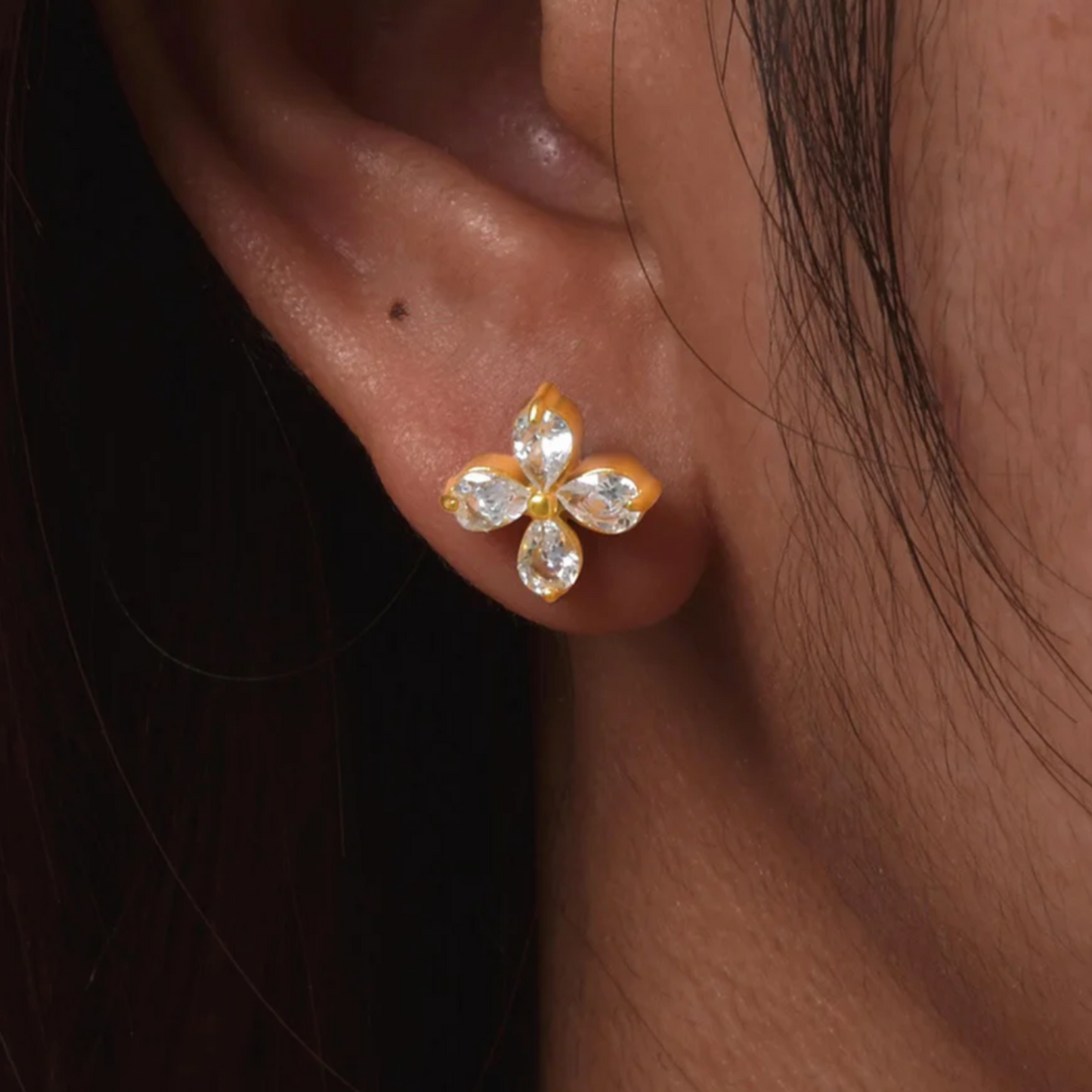 Flower CZ Stud Earrings
