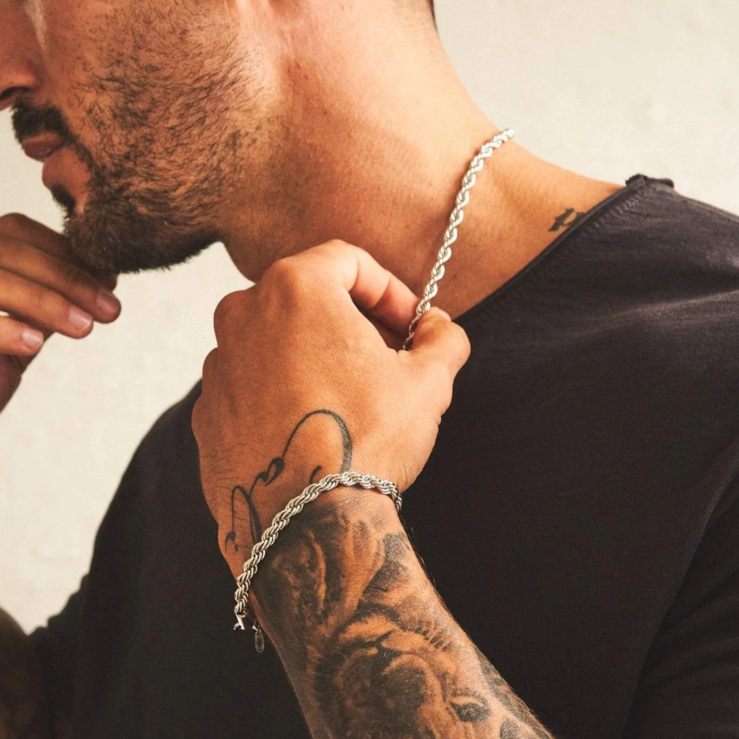 Rope Chain Bracelet in White Gold - 5mm