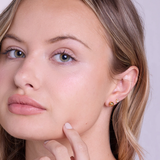Half Ball Back Screw Stud Earrings in Gold