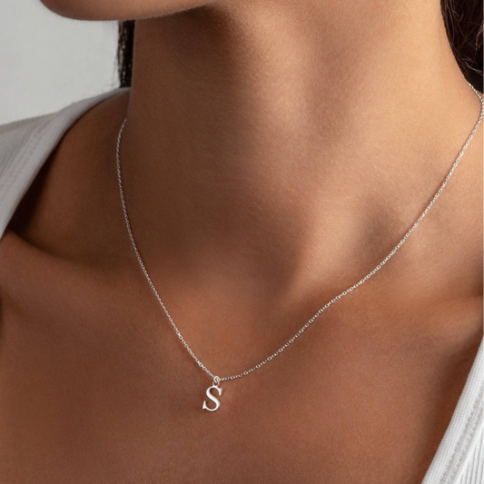 Initial Pendant Necklace in White Gold