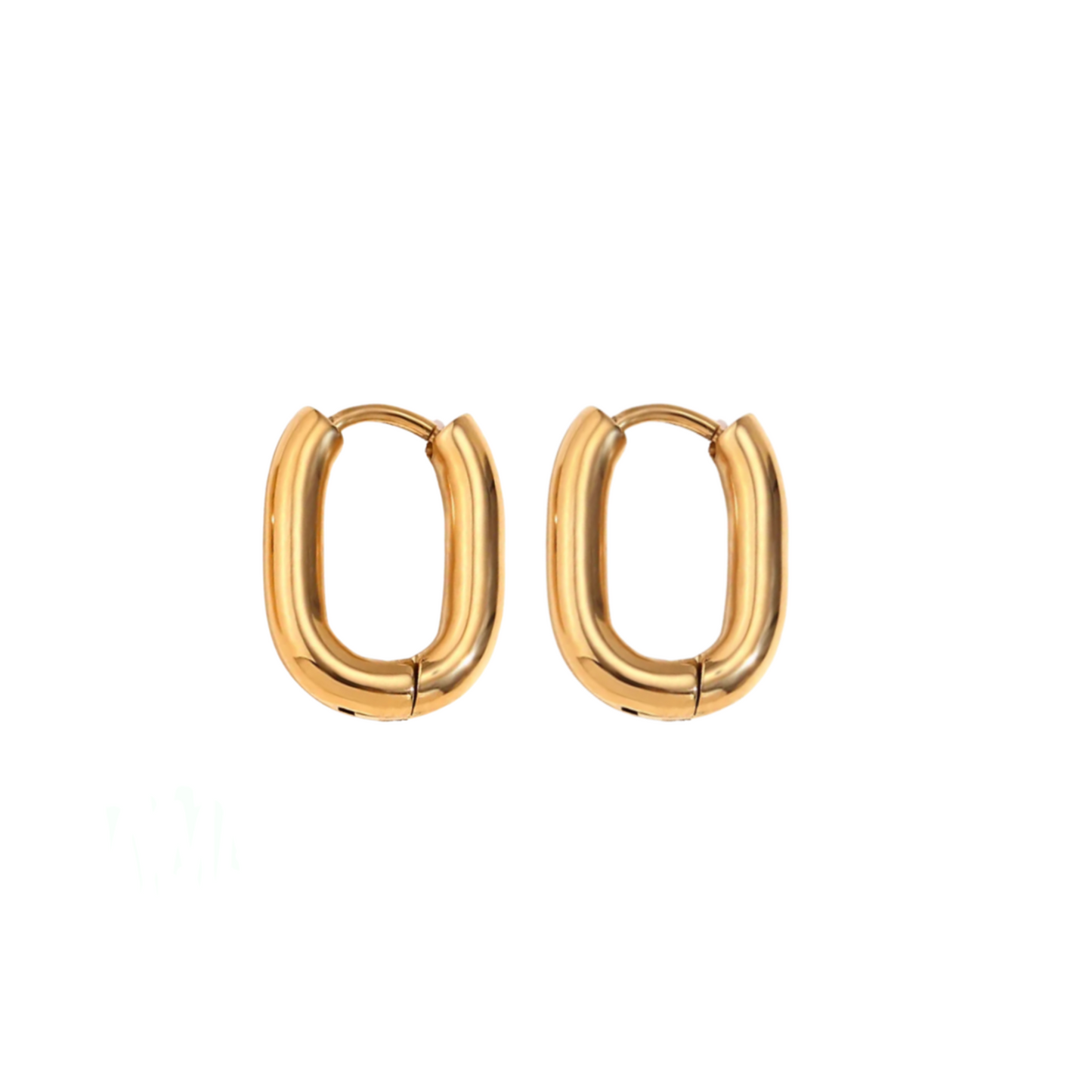 Rectangular Huggie Earrings in Gold