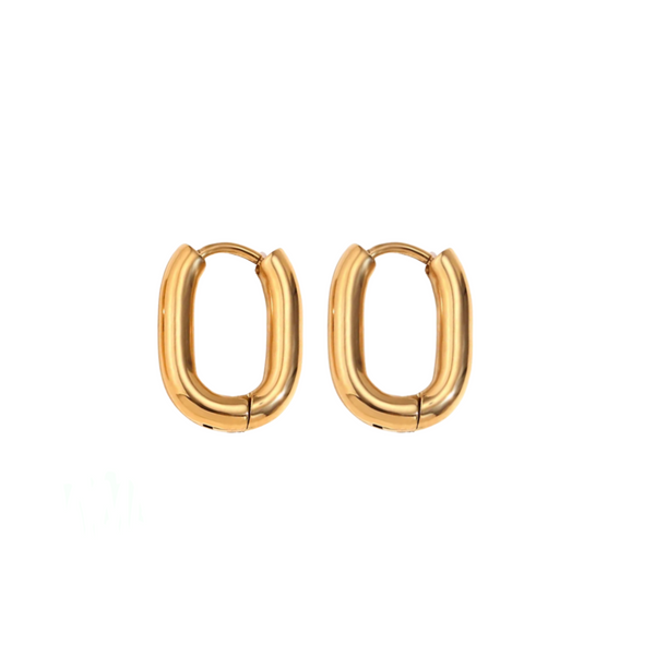 Rectangular Huggie Earrings in Gold