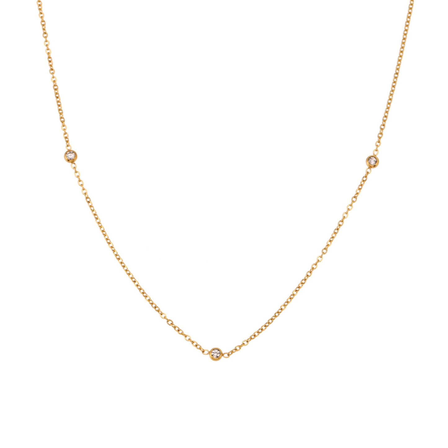 dainty zirconia necklace gold waterproof
