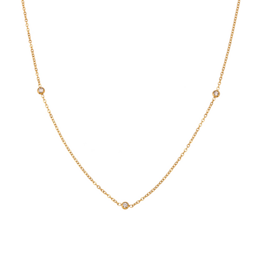 dainty zirconia necklace gold waterproof