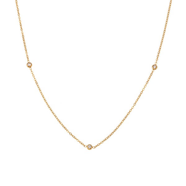 dainty zirconia necklace gold waterproof