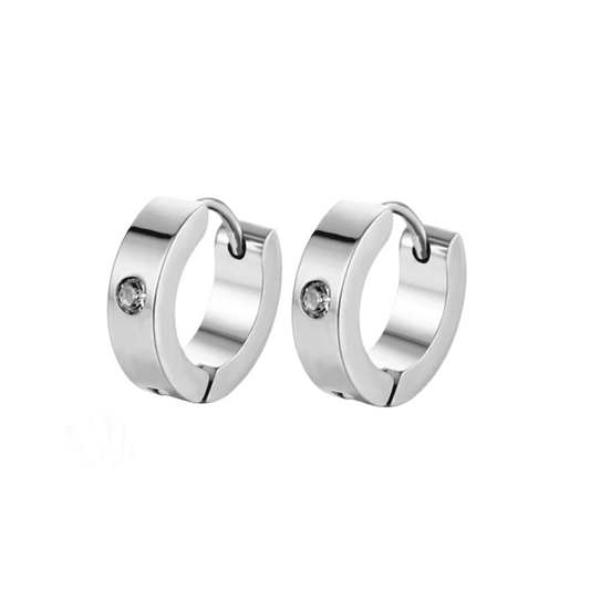 Unique Huggie Earrings in White Gold