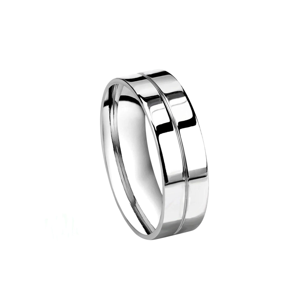 Linea Unisex Band Ring in White Gold