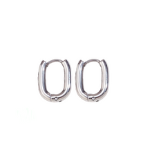 Load image into Gallery viewer, Rectangular Huggie Earrings - Silver Color