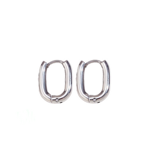 Rectangular Huggie Earrings - Silver Color