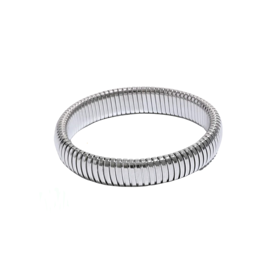 Stretchy Snake Bracelet - Silver Color - 10mm