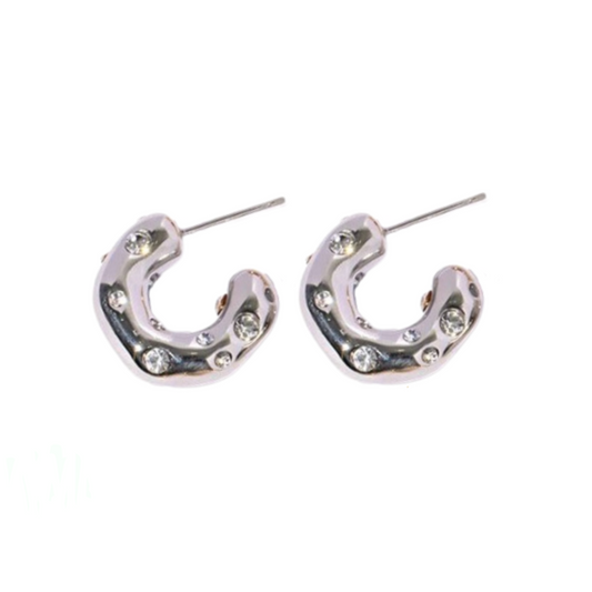 Madrid CZ Hoop Earrings in White Gold
