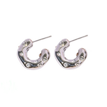 Load image into Gallery viewer, Madrid CZ Hoop Earrings - Silver Color