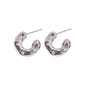 Madrid CZ Hoop Earrings - Silver Color