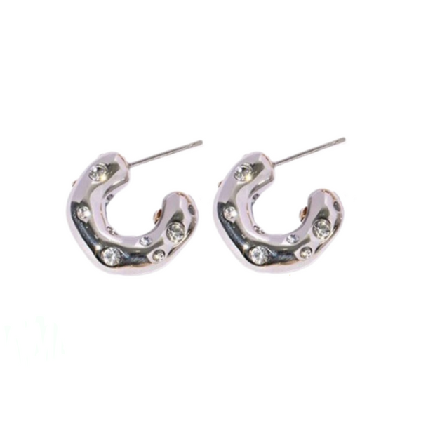 Madrid CZ Hoop Earrings in White Gold