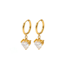 Load image into Gallery viewer, Aqua CZ Drop Earrings - Clear