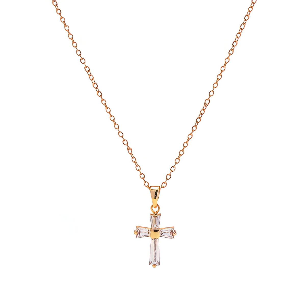 Dainty CZ Cross Pendant Necklace