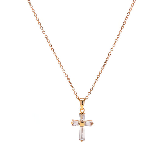 Dainty CZ Cross Pendant Necklace