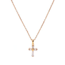 Load image into Gallery viewer, Dainty CZ Cross Pendant Necklace
