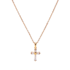 Dainty CZ Cross Pendant Necklace