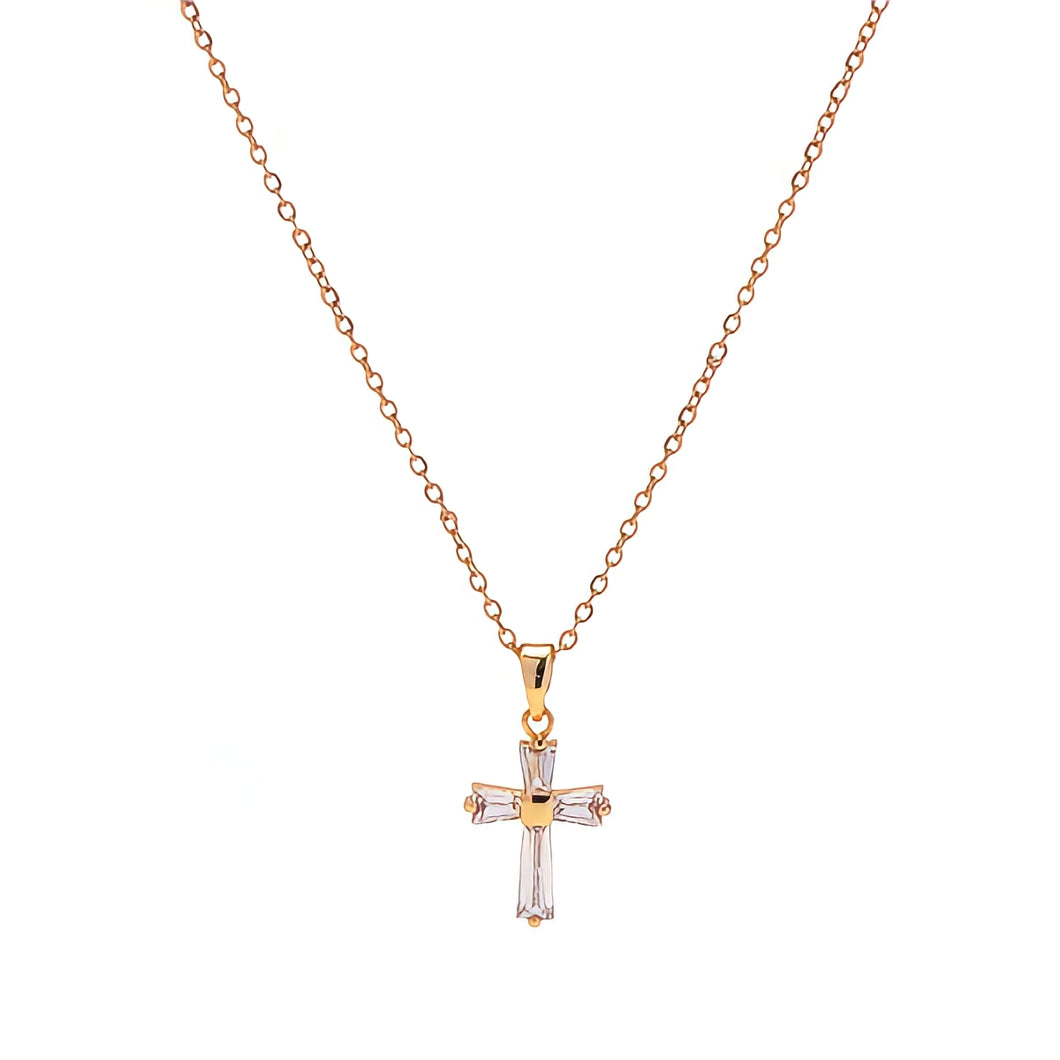 Dainty CZ Cross Pendant Necklace