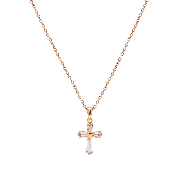 Dainty CZ Cross Pendant Necklace