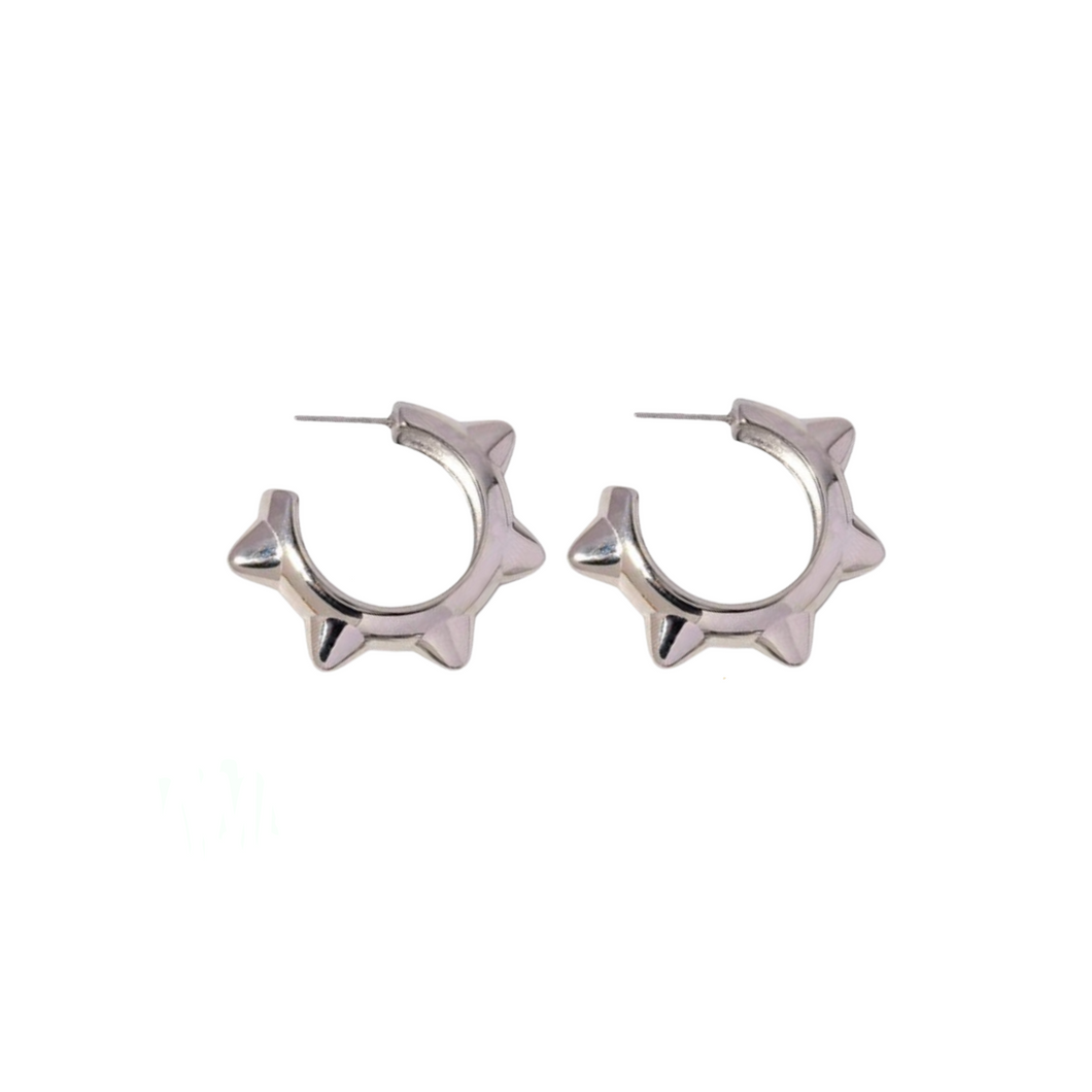 Mohawk Earrings - Silver Color