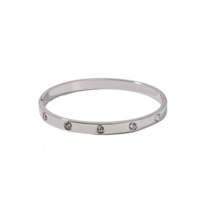 Unique CZ Bangle - Silver Color