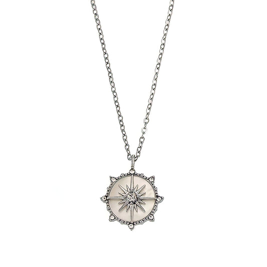 Wheel of Fortune Pendant Necklace in White Gold