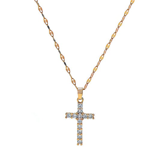 Iced CZ Cross Pendant Necklace