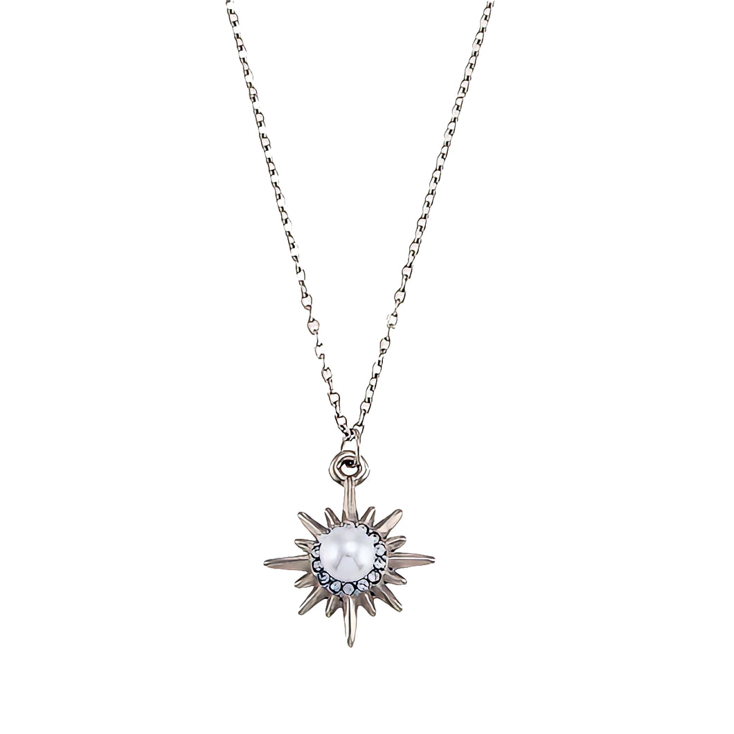 Twilight Star CZ Pendant Necklace - Pearl