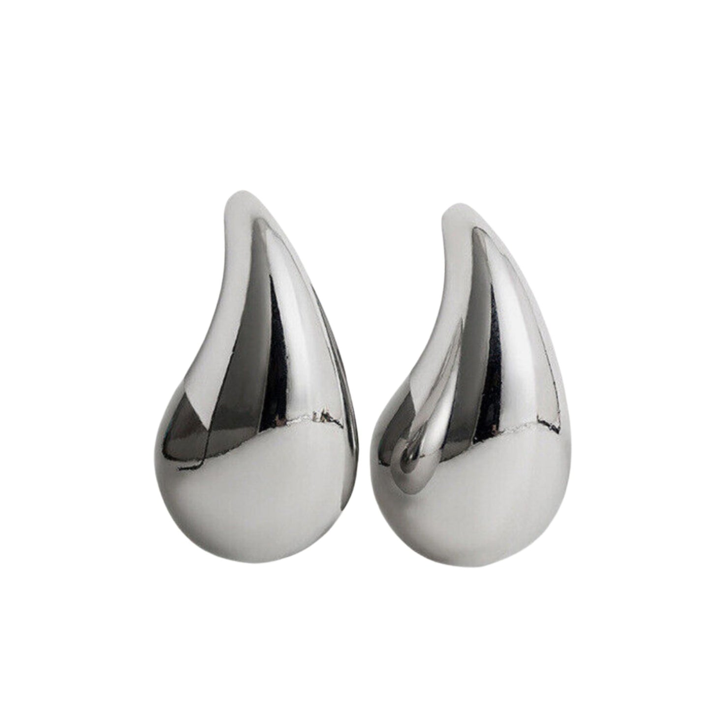 Teardrop Stud Earrings in White Gold - Medium