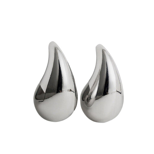 Teardrop Stud Earrings in White Gold - Medium
