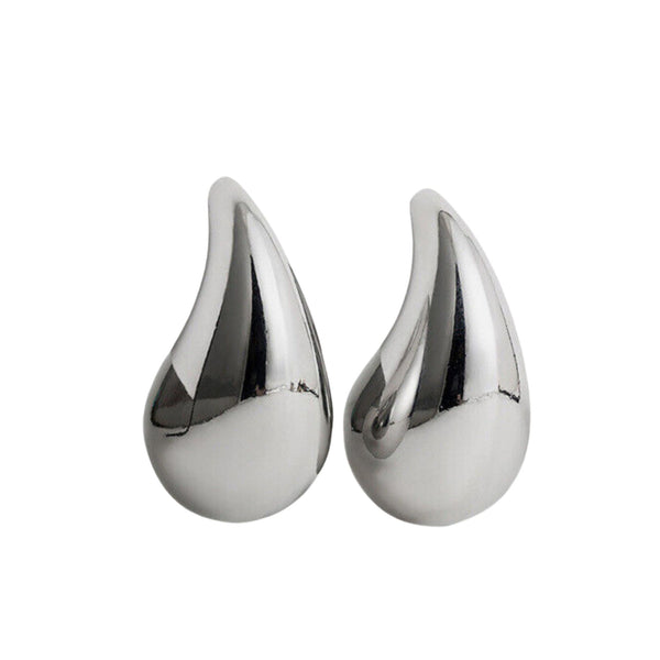 Teardrop Stud Earrings in White Gold - Medium