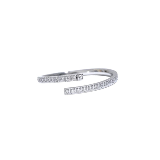 Halo Adjustable CZ Ring in White Gold