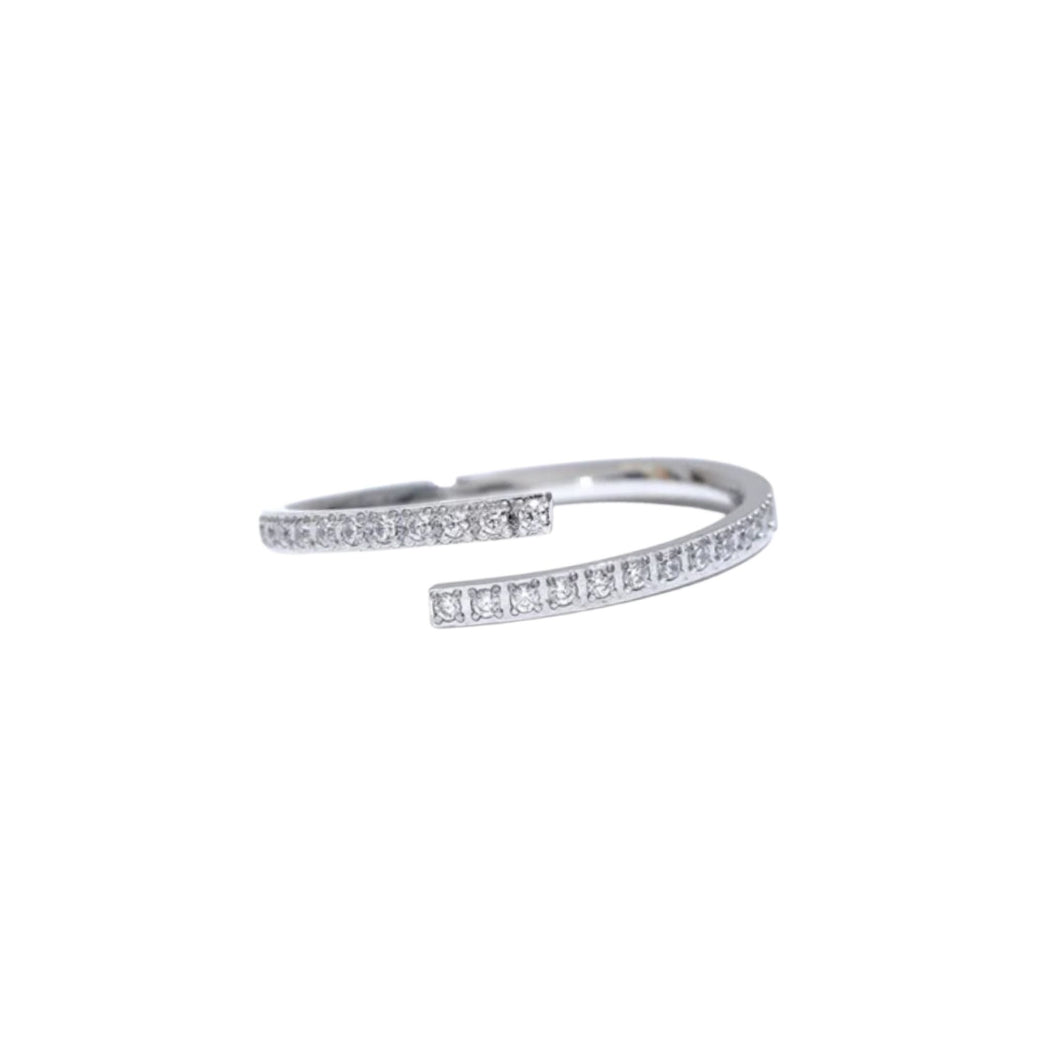 Halo Adjustable CZ Ring - Silver Color