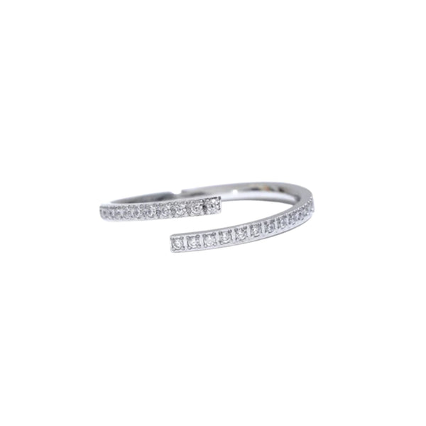 Halo Adjustable CZ Ring in White Gold