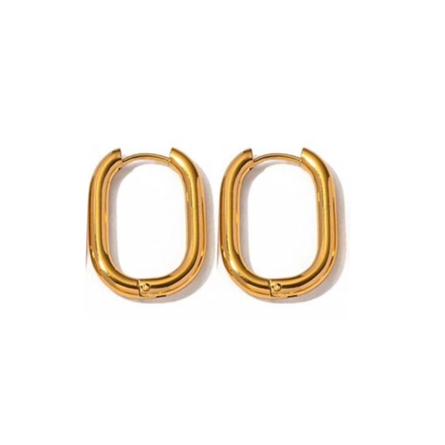Onyx Rectangular Hoop Earrings in Gold