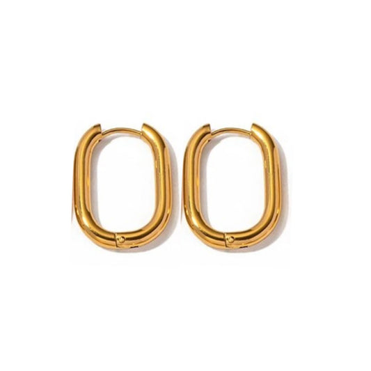 Onyx Rectangular Hoop Earrings in Gold