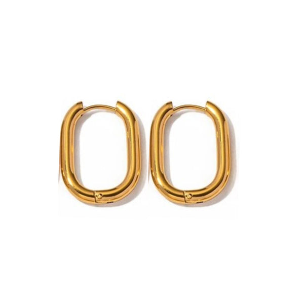 Onyx Rectangular Hoop Earrings in Gold