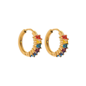 Shine Rainbow Huggie Earrings in Gold