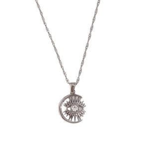 Evil Eye Necklace in White Gold