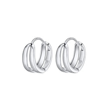 Load image into Gallery viewer, Double Row Huggie Earrings in White Gold