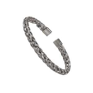 Rope Chain Open Bangle - Silver Color