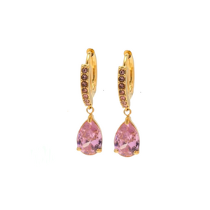 Angelic CZ Hoop Earrings - Pink