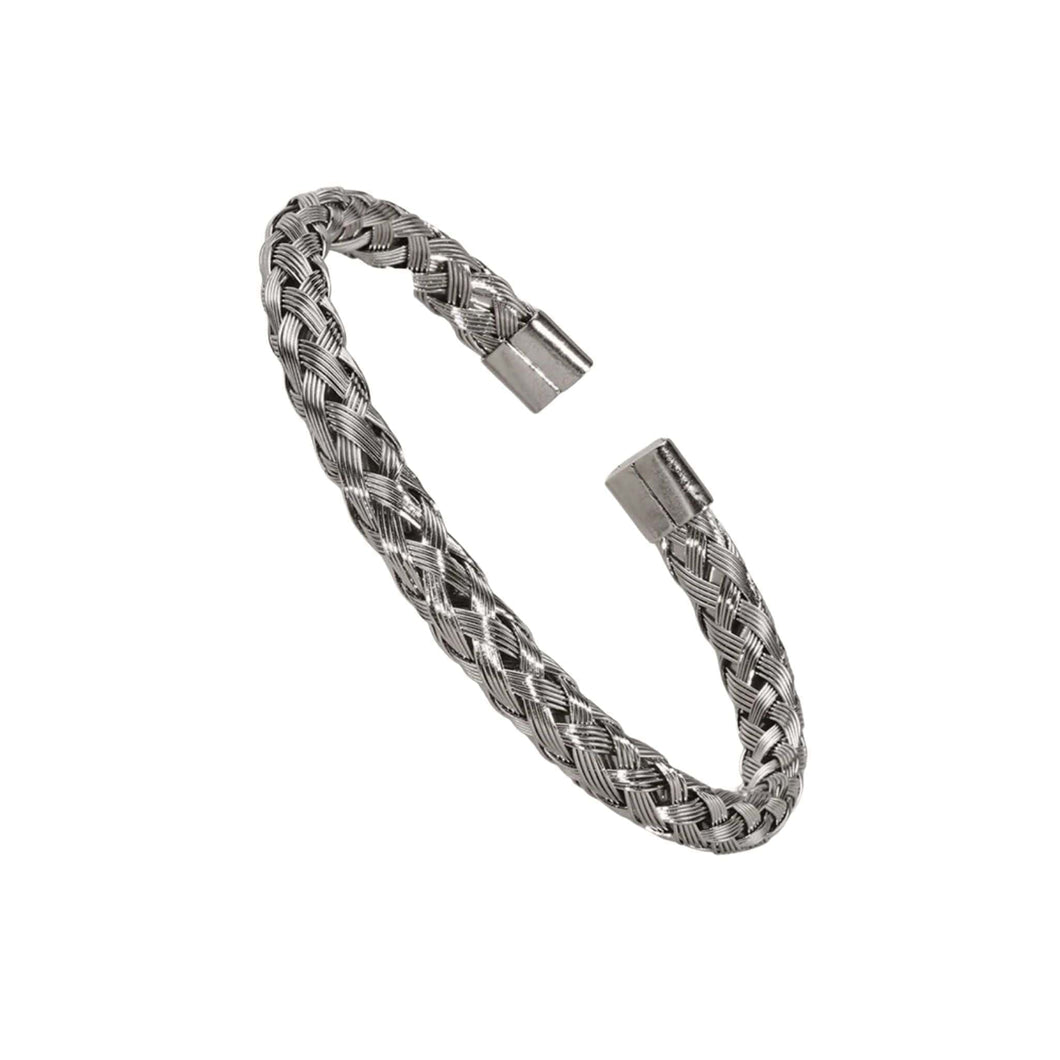 Rope Chain Open Bangle - Silver Color